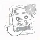 cassette, sine wave crashing tattoo design idea