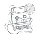 cassette, sine wave crashing tattoo design idea