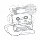 cassette, sine wave crashing tattoo design idea