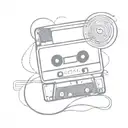 cassette, sine wave crashing tattoo design idea