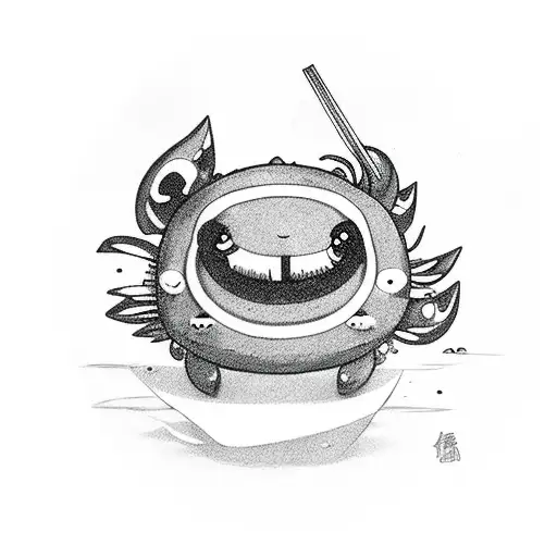 Cute sushi with eyes tattoo design idea