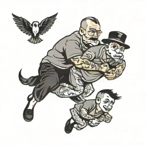 dad and two sons  tattoo design idea