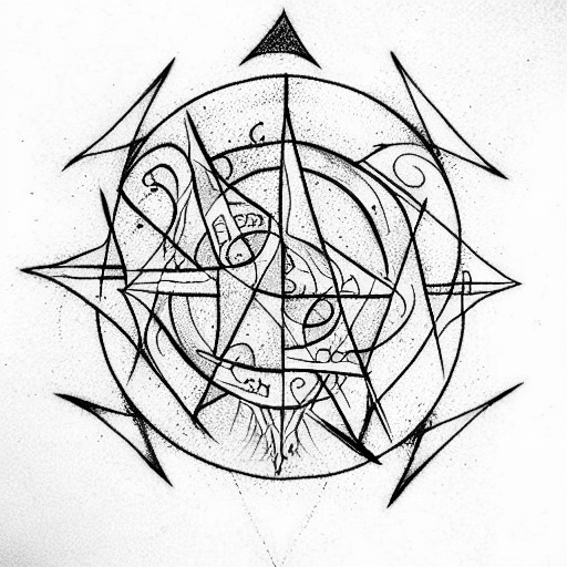 erie and satanic looking spells tattoo design idea