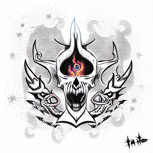 erie and satanic looking spells tattoo design idea