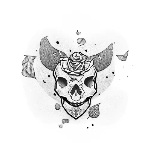 skull cat tattoo design idea