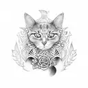 skull cat tattoo design idea