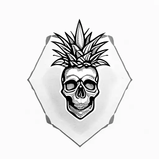 skull made from pineapple  tattoo design idea