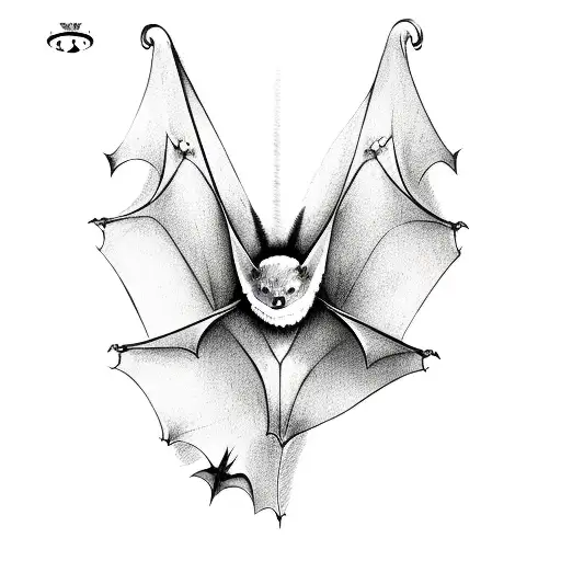 realistic bat flying tattoo design idea