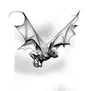 realistic bat flying tattoo design idea