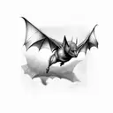 realistic bat flying tattoo design idea