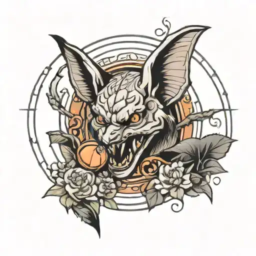 Bacardi bat tattoo design idea