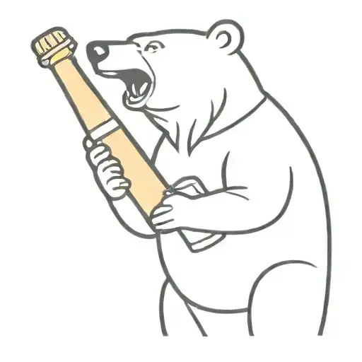 bear holding champagne bottle tattoo design idea