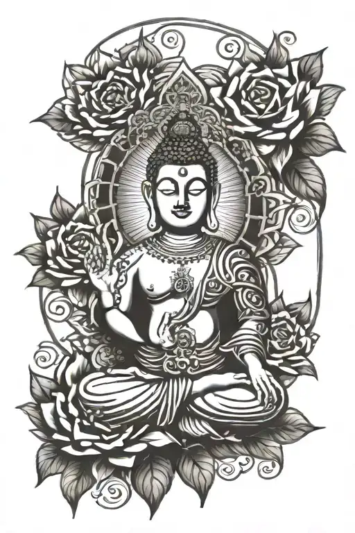 budha tattoo with all seeing eye and seven chakra  tattoo design idea