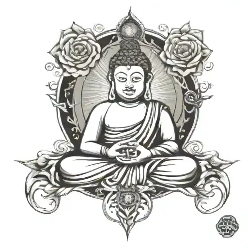 budha tattoo with all seeing eye and seven chakra  tattoo design idea