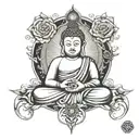 budha tattoo with all seeing eye and seven chakra  tattoo design idea