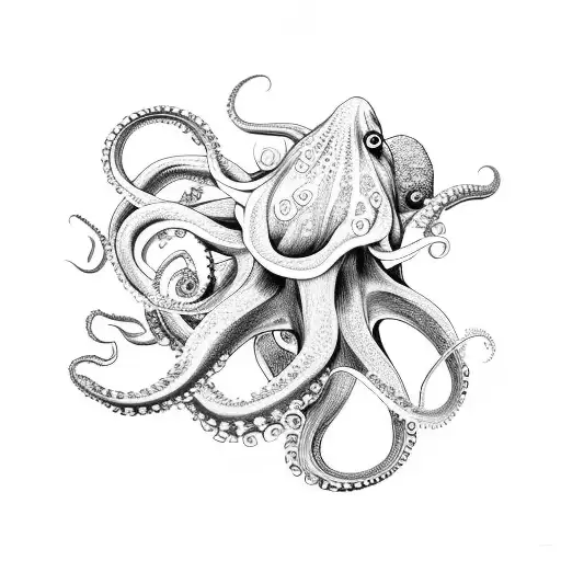 Octopus Tentacles with bouquet of daffodils tattoo design idea