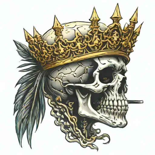 skull with spec ops helmit with golden spikes making a crown tattoo design idea