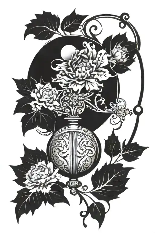 pendulum crush William morris art nouveau style tattoo design idea