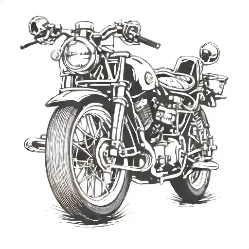 Harley Davidson motorcycle William morris art nouveau tattoo design idea