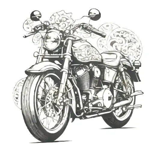 Harley Davidson motorcycle William morris art nouveau tattoo design idea