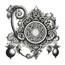 pendulum crush William morris art nouveau style tattoo design idea