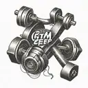 gym equipment with word "gym, eat, sleep, repeat" tattoo design idea