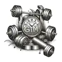 gym equipment with word "gym, eat, sleep, repeat" tattoo design idea