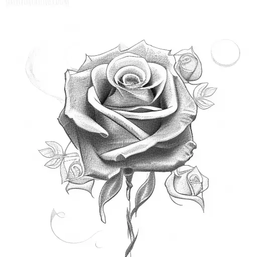 A black and grey sketch of a cross entwined with roses tattoo design idea