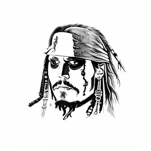 Jack Sparrow skull side view tattoo design idea