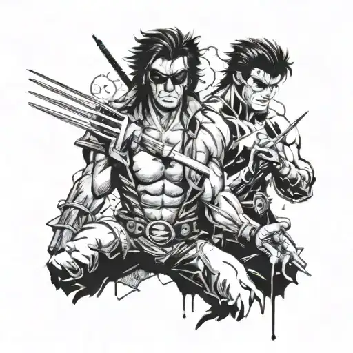classic X-men wolverine and gambit tattoo design idea