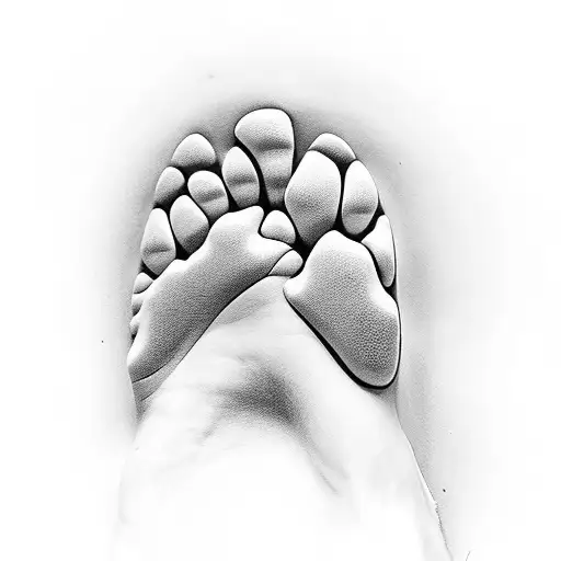 dog paw, child feet, holy cross tattoo design idea