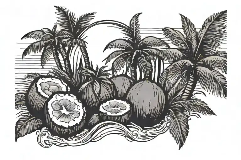 coconut crushers with palm tree tattoo design idea