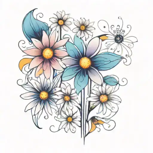 daisies tattoo design idea