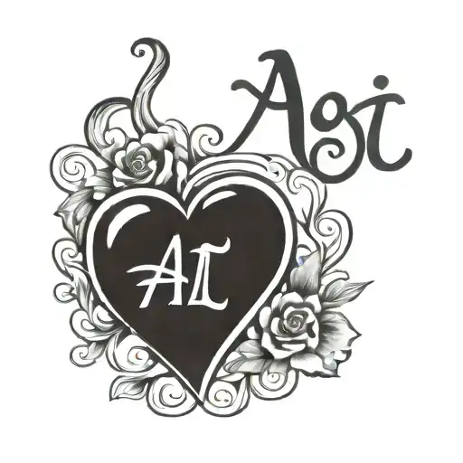 traditional love heart tattoo that says "AI" instead of "mom" tattoo design idea