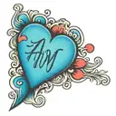 traditional coloured  love heart tattoo that says "AI" instead of "mom" tattoo design idea