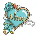 traditional coloured  love heart tattoo that says "AI" instead of "mom" tattoo design idea