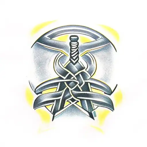 Thors Hammer, Mjolnir, with Celtic symbol of brotherhood in the middle tattoo design idea