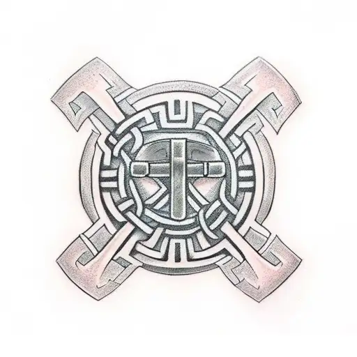 Mjolnir, with Celtic symbol of brotherhood in the middle tattoo design idea