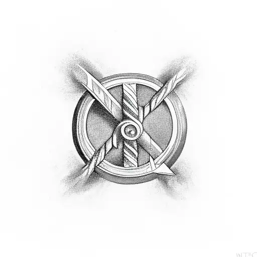 thors hammer, with a symbol is strength in the center of the metL tattoo design idea