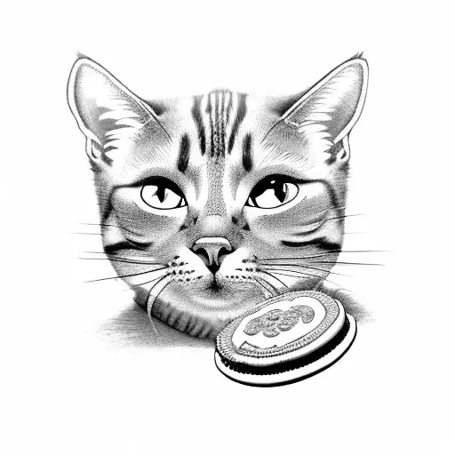 cat in an oreo cookie tattoo design idea