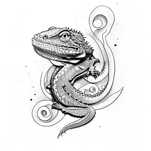 bearded dragon curled up tattoo design idea