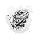 bearded dragon holding worm tattoo design idea