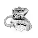 bearded dragon holding worm tattoo design idea