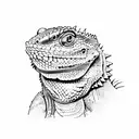 bearded dragon holding worm tattoo design idea