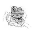 bearded dragon holding worm tattoo design idea