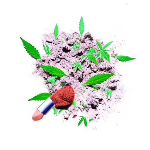 A new-school style makeup palette with marijuana leaves as the colors tattoo design idea