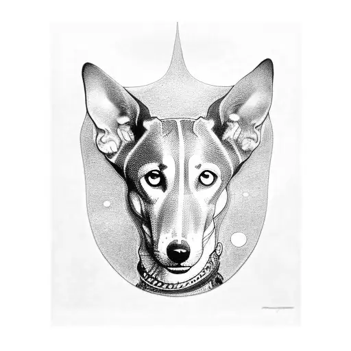 Gustav Klimt-designed tattoo sleeve in black and white, featuring a greyhound picture tattoo design idea