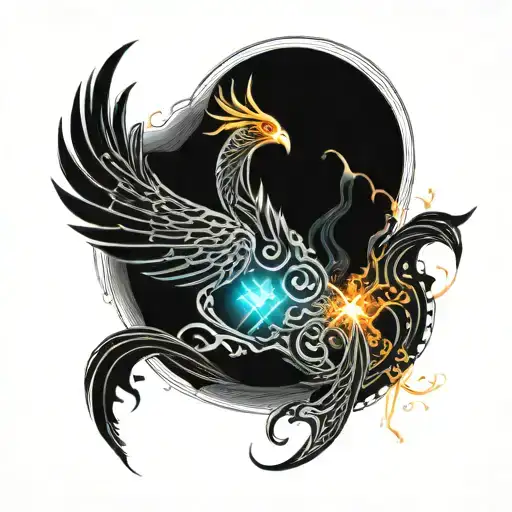 phoenix 555 number with smoke tattoo design idea