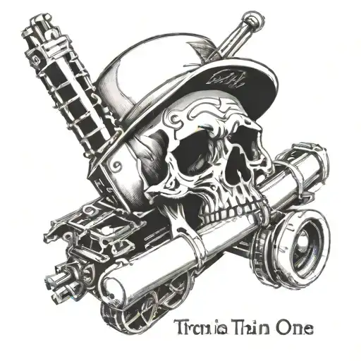 Skull, wrote train trust no one tattoo design idea