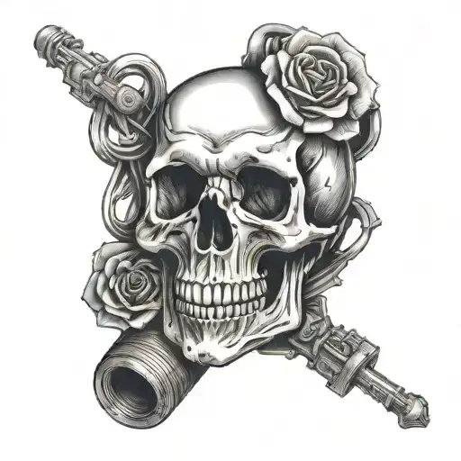 Skull, wrote train trust no one tattoo design idea